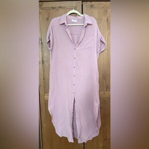 Bluivy Mauve Button-Down Tunic Dress